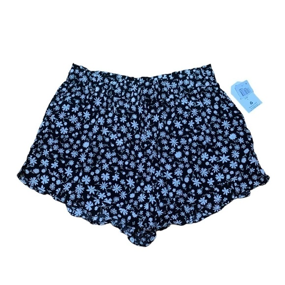 Hippie Rose Pants - HIPPIE Rose Paper Bag Style Black Daisy Elastic Pull on Shorts Juniors L